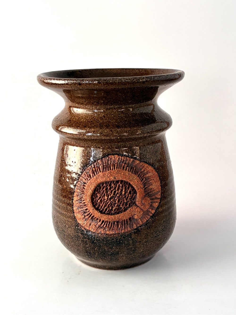Vintage 70’s Studio Art Vase with Unique Textured Sunburst Accent
